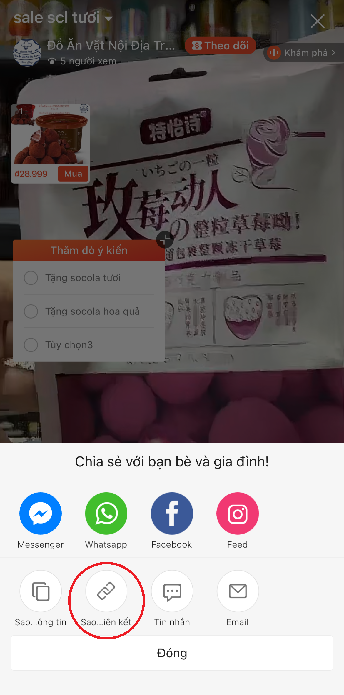 Hướng dẫn lấy link thích sản phẩm Shopee